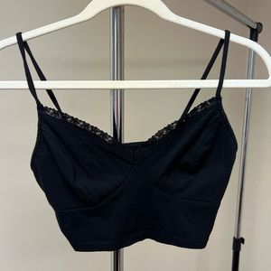 Black Cropped Cami Tank Top